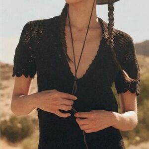 THE GREAT. NWT-Black Crochet Midi Dress size 2/Medium